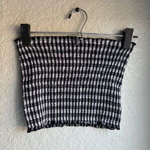 John Galt Gingham Cropped Tube Top Black White Y2K Crop XS-S